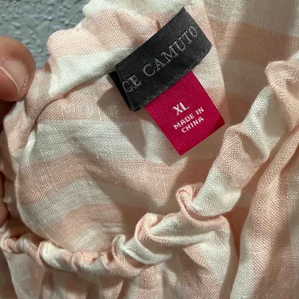 Striped Pink Ruffle One-Shoulder Top - Picture 3 of 3